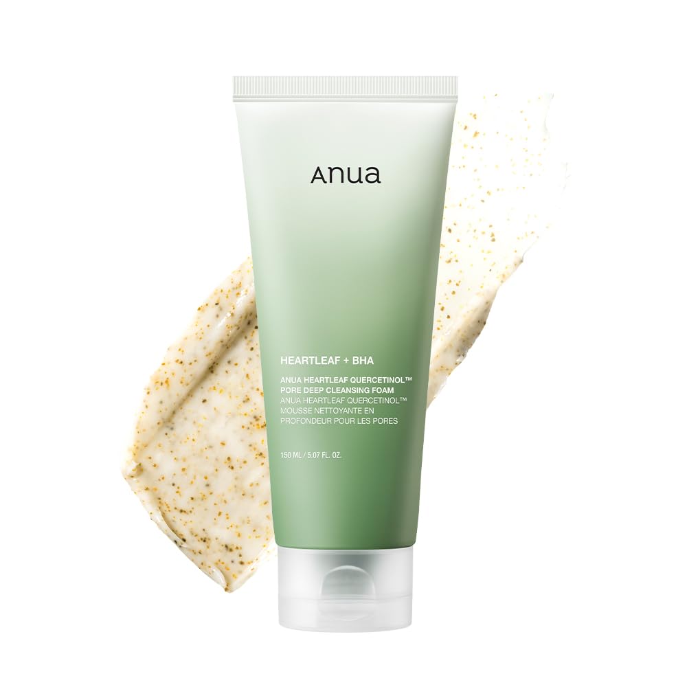 Espuma Limpiadora Profunda de Poros ANUA Heartleaf Quercetinol, Limpiador Facial, para Doble Limpieza, BHA, Ácido Hialurónico, Glicerina, Lavado Facial, Removedor de Puntos Negros, Cuidado de la Piel Coreano (150ml/5.07 fl.oz.)