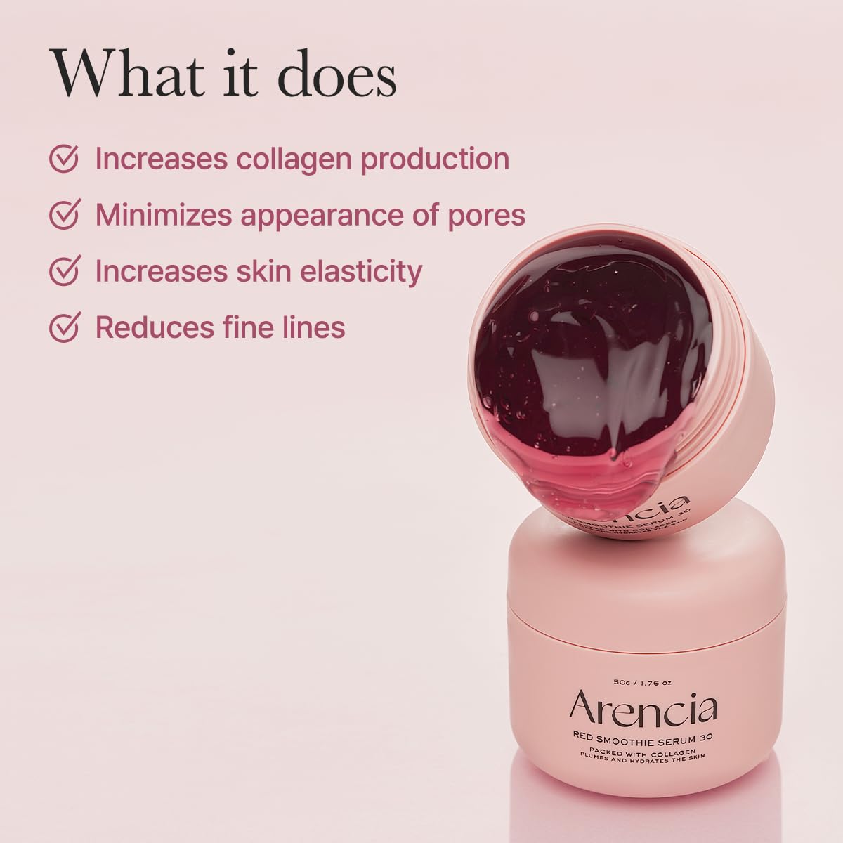 Arencia Mascarilla Facial Sérum Nocturno de Batido Rojo, Iluminadora y Calmante con 30% de colágeno rojo, Niacinamida, Péptido, Vitamina E