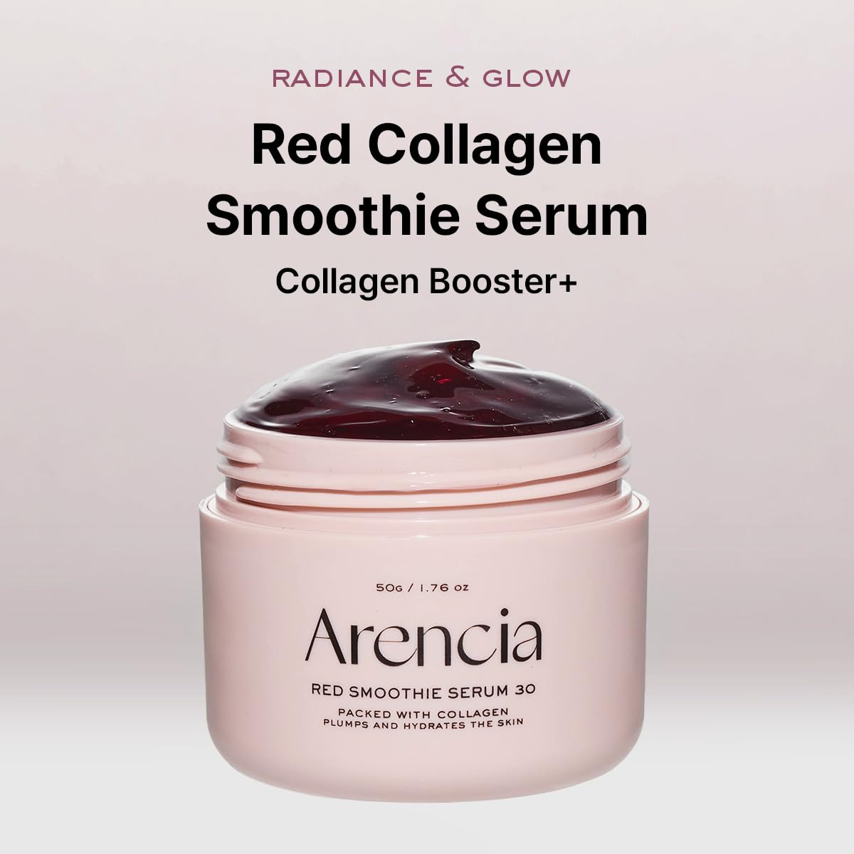 Arencia Mascarilla Facial Sérum Nocturno de Batido Rojo, Iluminadora y Calmante con 30% de colágeno rojo, Niacinamida, Péptido, Vitamina E