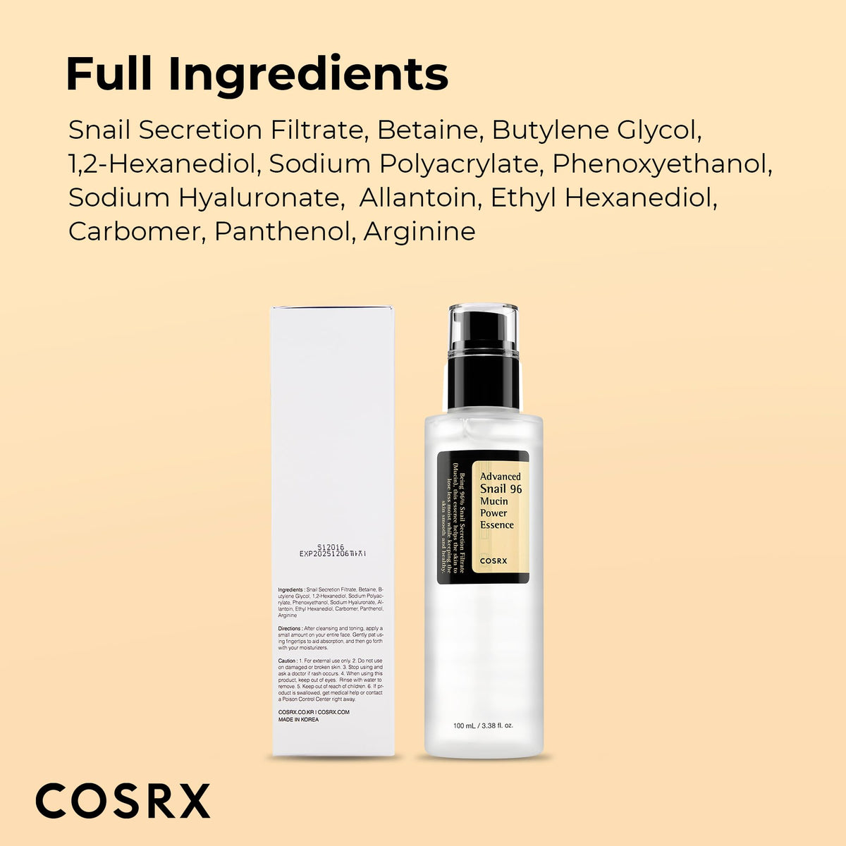 Sérum Reparador com 96% de Mucina de Caracol para Suavizar e
