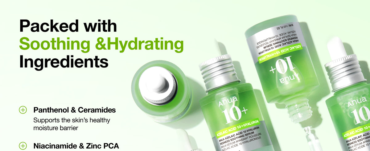 Suero Calmante para Enrojecimiento con Ácido Azelaico 10 de Anua, Suero Facial para Piel Sensible, Ácido Hialurónico, Niacinamida, Cuidado de Manchas, Color Natural, Vegano, Cuidado de la Piel Coreano (30ml/ 1.01 fl oz.)
