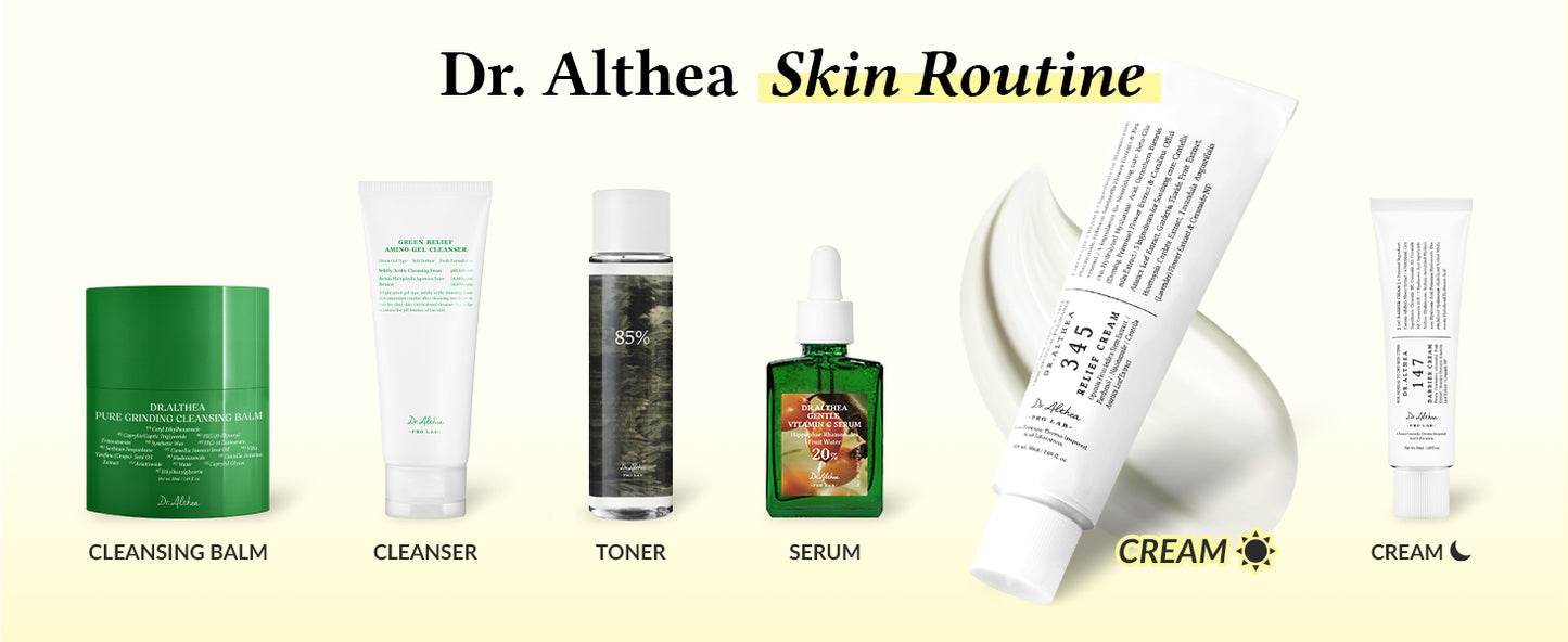 Dr.Althea Creme 345 Relief | Hidratante Facial Diário | Cuidados para Alívio de Manchas | Recuperação Calmante e Hidratação com Niacinamida, Pantenol | Cuidados com a Pele Veganos Coreanos para Todos os Tipos de Pele | 50 ml (Pacote com 1)