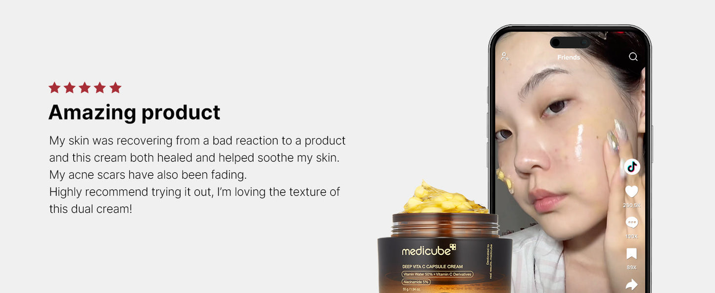 medicube Hidratante Facial em Cápsulas Douradas com Vitamina C - Cápsulas de Lipossomas para Rugas, Luminosidade da Pele - Gel Transparente para Hidratação Radiante - Cuidados com a Pele Coreana 1,94 oz