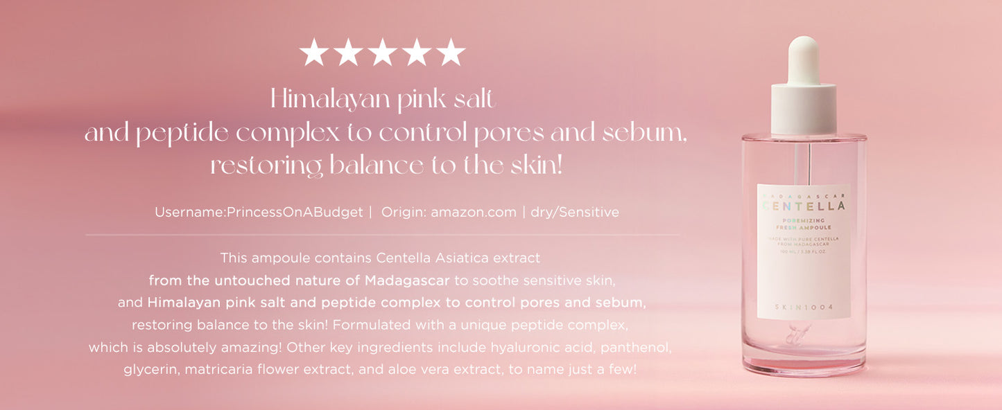 SKIN1004 Ampola Refrescante Madagascar Centella Poremizing 100 ml (3,38 fl. oz) | Hidratação Suavizante | Pele Oleosa e Mista