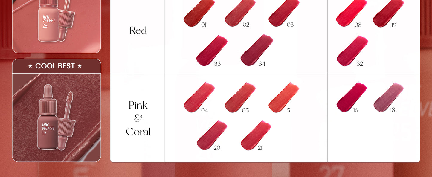 Peripera Ink the Velvet Lip Tint, Cor de Alta Pigmentação, Longa Duração, Leve, Não Testado em Animais, Sem Glúten, Sem Parabenos