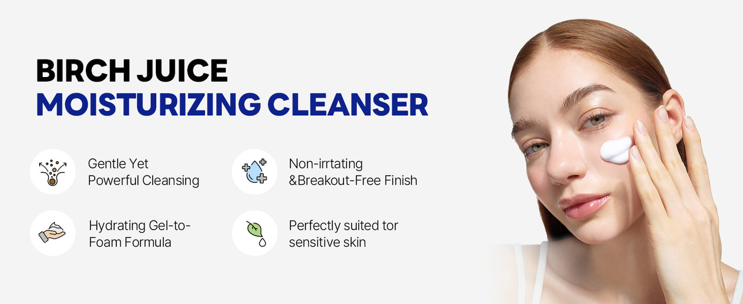 ROUND LAB Gel de Limpeza Hidratante com Suco de Bétula | Desobstrui o sebo oculto, Remove células mortas da pele, Calmante, pH baixo, Gel de Limpeza (150 ml)
