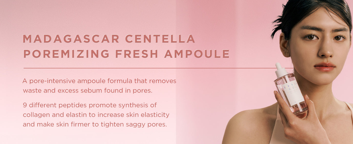 SKIN1004 Ampola Refrescante Madagascar Centella Poremizing 100 ml (3,38 fl. oz) | Hidratação Suavizante | Pele Oleosa e Mista