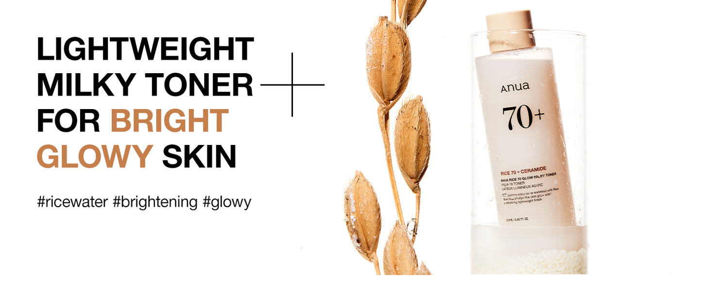  ANUA Rice 70 Glow Milky Toner, para Pele de Vidro, Água de Arroz, Niacinamida, Ceramidas, Pantenol, Sem Fragrância, Não Comedogênico, Seguro para Acne Fúngica, Cuidados com a Pele Coreana, 250ml/8.45fl.oz.