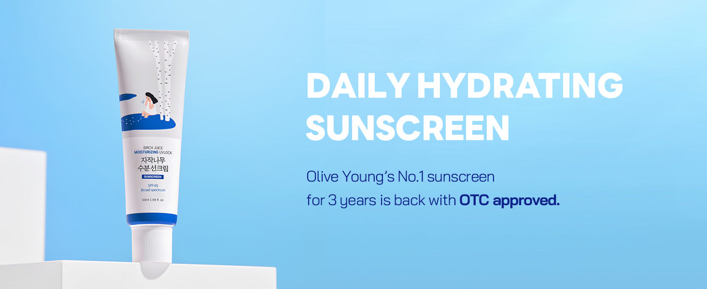 ROUND LAB Protetor Solar Hidratante Birch Juice UV LOCK FPS 45 Proteção UV de Amplo Espectro – Leve, Livre de Óleo, Orgânico, Não Tóxico, Seguro para Recifes, Essencial para Viagem, Cuidados com a Pele Coreanos (50 ml)