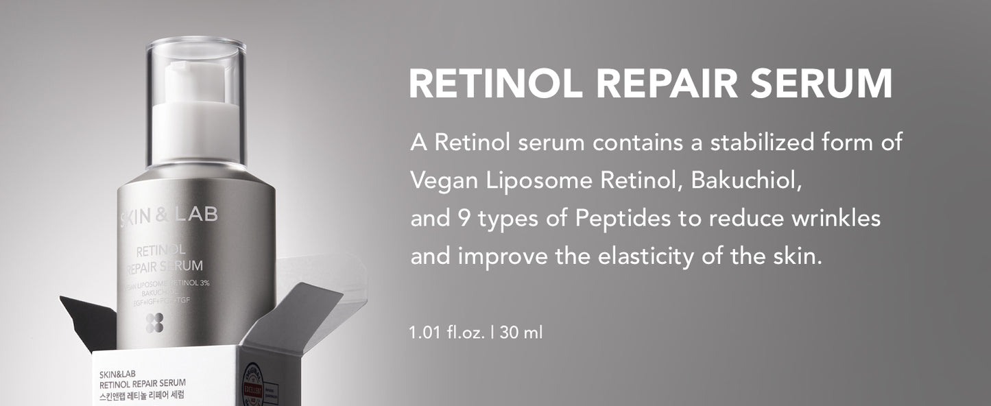  [SKIN&LAB] Sérum Reparador de Retinol | Contém Retinol Vegano, Bakuchiol e Peptídeos | Para Reduzir Rugas e Linhas Finas, Suavizante | Essência Facial Diária | Para Pele Sensível | 30 ml