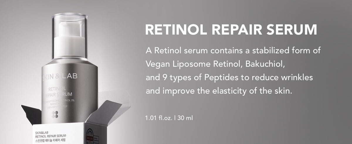 [SKIN&LAB] Suero Reparador con Retinol | Contiene Retinol Vegano, Bakuchiol y Péptidos | Para Reducir Arrugas y Líneas Finas, Suavizante | Esencia Facial Diaria | Para Piel Sensible | 1.01 fl.oz
