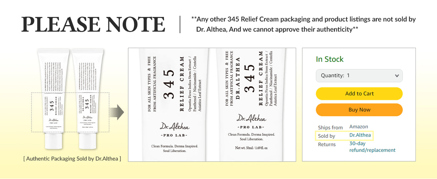 Dr.Althea Creme 345 Relief | Hidratante Facial Diário | Cuidados para Alívio de Manchas | Recuperação Calmante e Hidratação com Niacinamida, Pantenol | Cuidados com a Pele Veganos Coreanos para Todos os Tipos de Pele | 50 ml (Pacote com 1)