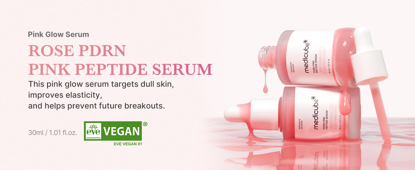 medicube Sérum PDRN Pink Peptide, Sérum de brilho rosa, Peptídeo, Niacinamida, Hidratante & Umectante & Firmador, Tom de Pele Irregular, Cuidados com a Pele Coreana | 1,01 fl.oz. (1,01 fl.oz., Rose PDRN (Vegano))