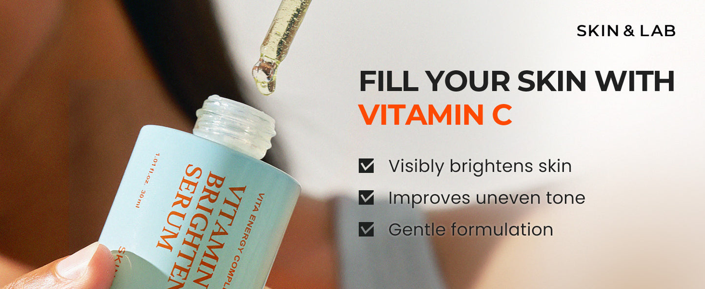  [SKIN&LAB] Sérum Facial de Vitamina C com Ácido Hialurônico e Niacinamida | Sérum para Uniformizar o Tom da Pele (30 ml)