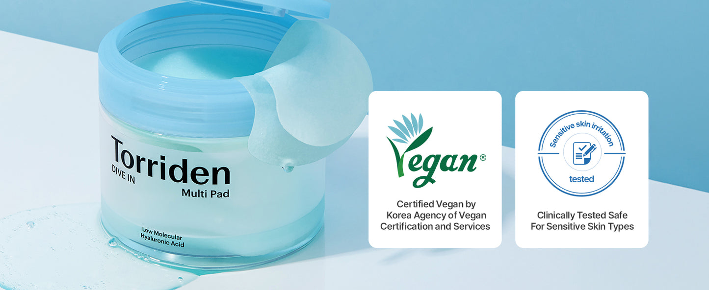 Torriden DIVE IN Multi Pad (80 pads) | Discos Faciais Infundidos com Sérum para Resfriar, Acalmar e Hidratar Máscaras Pontuais | Ácido Hialurônico, Pantenol, Alantoína
