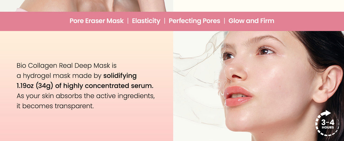 BIODANCE Máscara Real Profunda de Bio-Colágeno, Máscara Hidratante Noturna de Hidrogel, Minimização de Poros, Melhoria da Elasticidade, 34g x4un