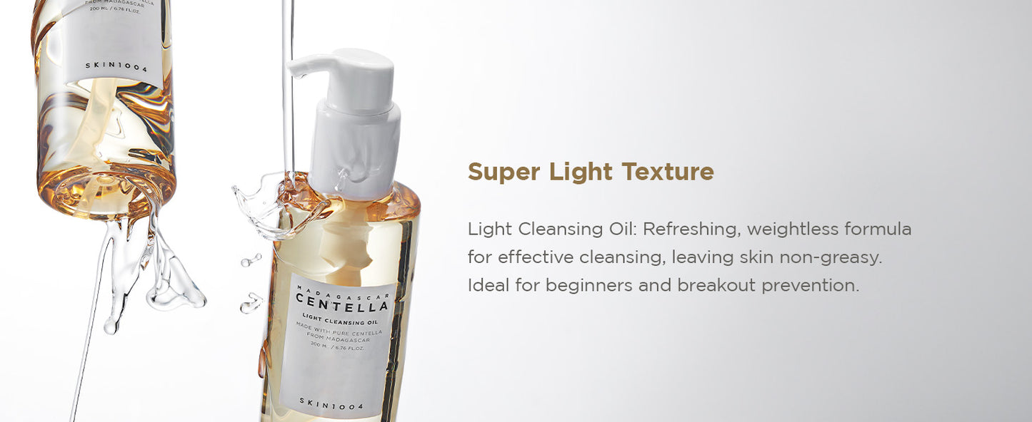 SKIN1004 Óleo de Limpeza Leve Madagascar Centella 200ml, 6.76 fl.oz | Limpador de Óleo Suave para o Rosto, Limpador Facial Coreano, Dupla Limpeza