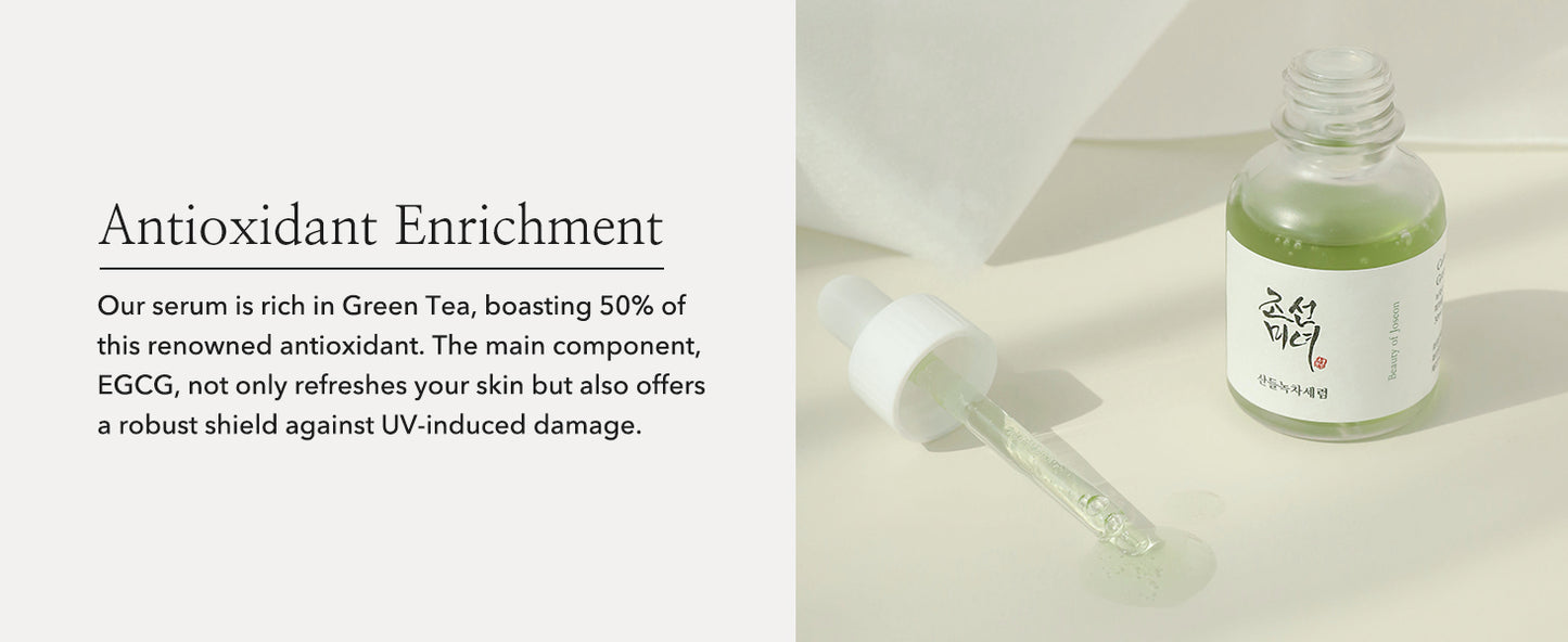 Beauty of Joseon Sérum Calmante Chá Verde Pantenol Suavizante, Hidratante Pele Sensível, Propensa a Acne, Irritada por UV, Cuidados Diários com a Pele Coreana para Homens e Mulheres (60 ml)