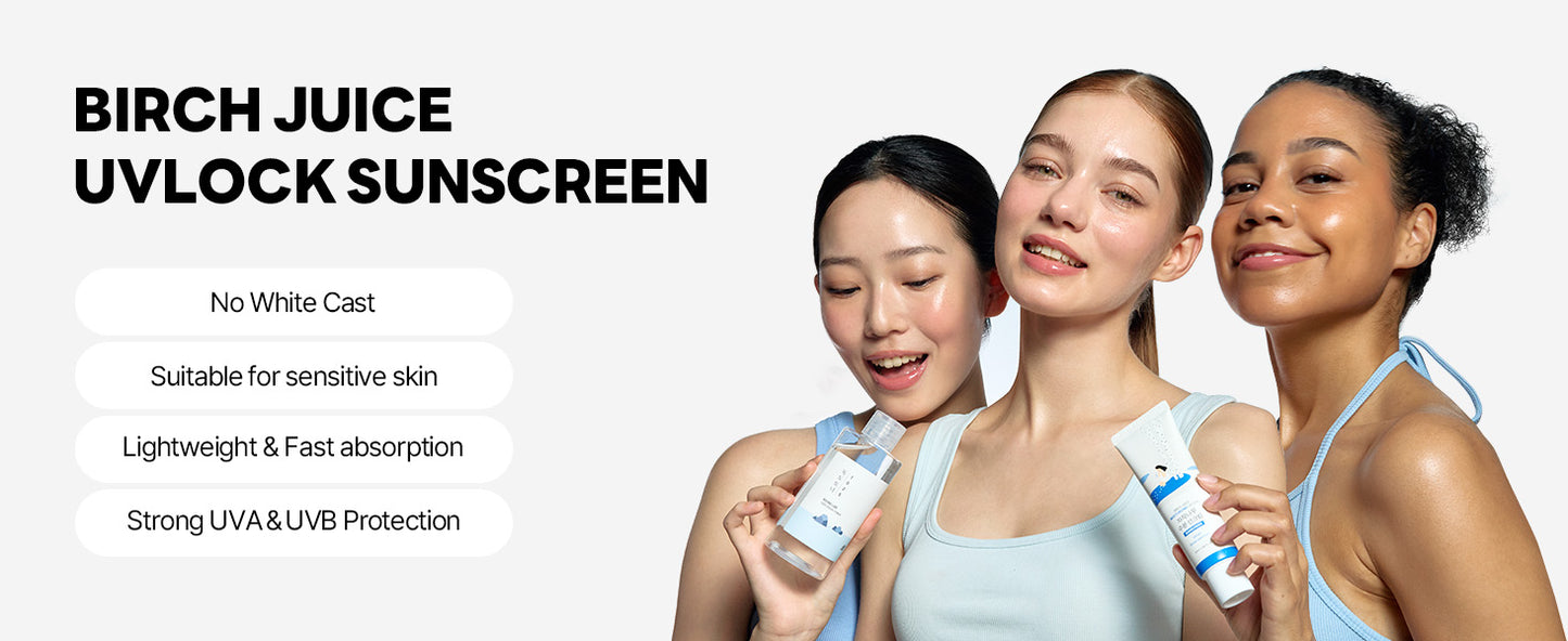 ROUND LAB Protetor Solar Hidratante Birch Juice UV LOCK FPS 45 Proteção UV de Amplo Espectro – Leve, Livre de Óleo, Orgânico, Não Tóxico, Seguro para Recifes, Essencial para Viagem, Cuidados com a Pele Coreanos (50 ml)