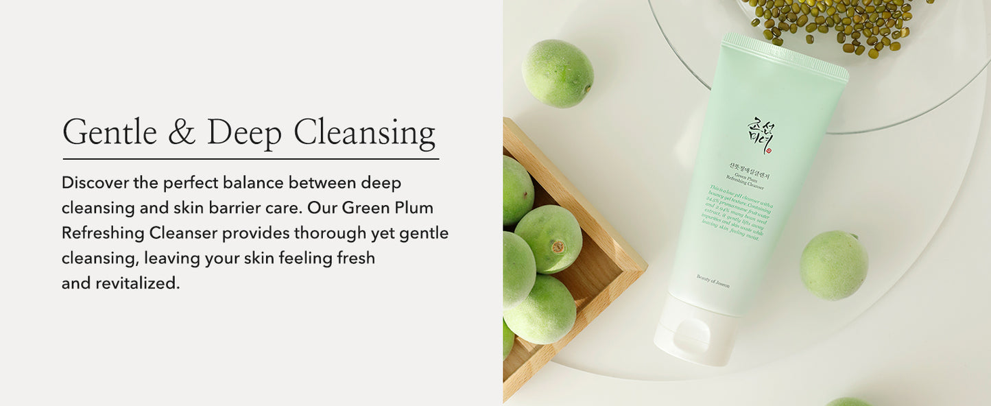 Beauty of Joseon Gel de Limpeza Refrescante Ameixa Verde Tipo Cleanser, Limpeza Profunda dos Poros, Lavagem Facial para Acne, Removedor de Cravos para Todos os Tipos de Pele, Cuidados com a Pele Coreana 100ml, 3.38 fl.oz