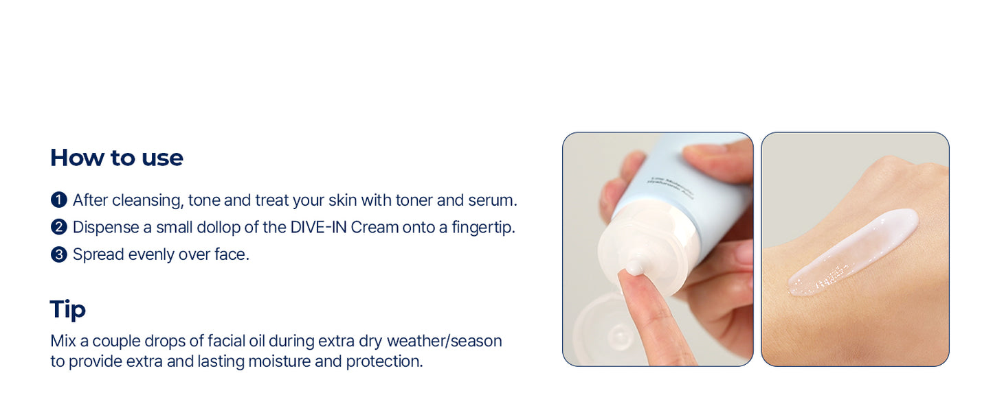 Torriden Creme DIVE IN 80ml (2,71 fl. oz.) | Hidratante Facial para Pele Sensível e Oleosa | Textura Leve e Cremosa | Creme com Ácido Hialurônico e Alantoína