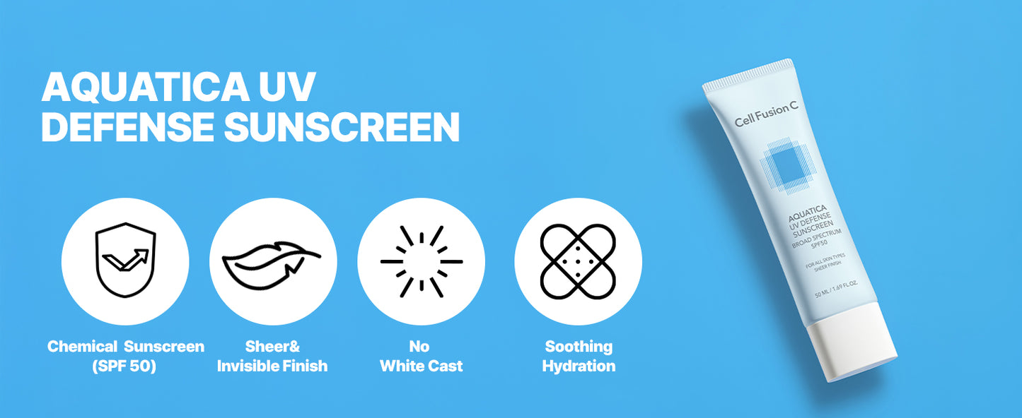  Protetor Solar Facial Cell Fusion C Aquatica UV Defense SPF 50, Hidratante com Fator de Proteção Solar, Leve e Sem Resíduo Branco, Protetor Solar Coreano para o Rosto, 50ml / 1.69 fl.oz