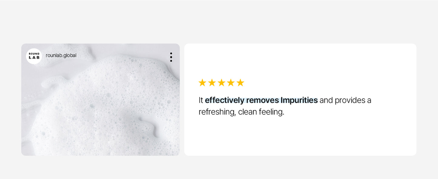 ROUND LAB Gel de Limpeza Hidratante com Suco de Bétula | Desobstrui o sebo oculto, Remove células mortas da pele, Calmante, pH baixo, Gel de Limpeza (150 ml)