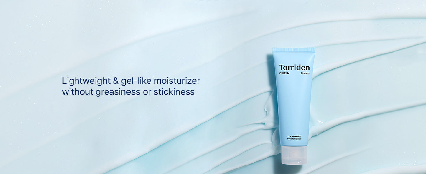 Torriden Creme DIVE IN 80ml (2,71 fl. oz.) | Hidratante Facial para Pele Sensível e Oleosa | Textura Leve e Cremosa | Creme com Ácido Hialurônico e Alantoína