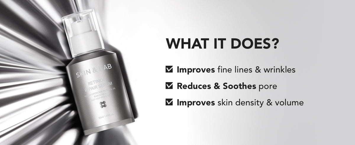 [SKIN&LAB] Suero Reparador con Retinol | Contiene Retinol Vegano, Bakuchiol y Péptidos | Para Reducir Arrugas y Líneas Finas, Suavizante | Esencia Facial Diaria | Para Piel Sensible | 1.01 fl.oz