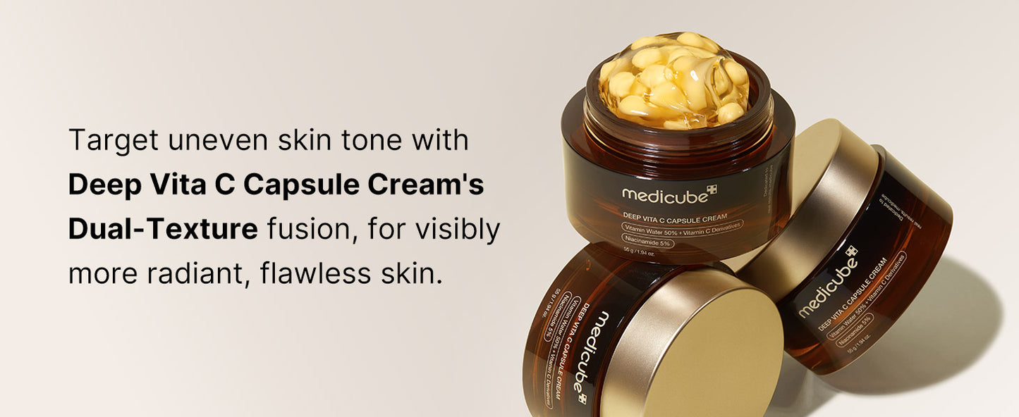 medicube Hidratante Facial em Cápsulas Douradas com Vitamina C - Cápsulas de Lipossomas para Rugas, Luminosidade da Pele - Gel Transparente para Hidratação Radiante - Cuidados com a Pele Coreana 1,94 oz