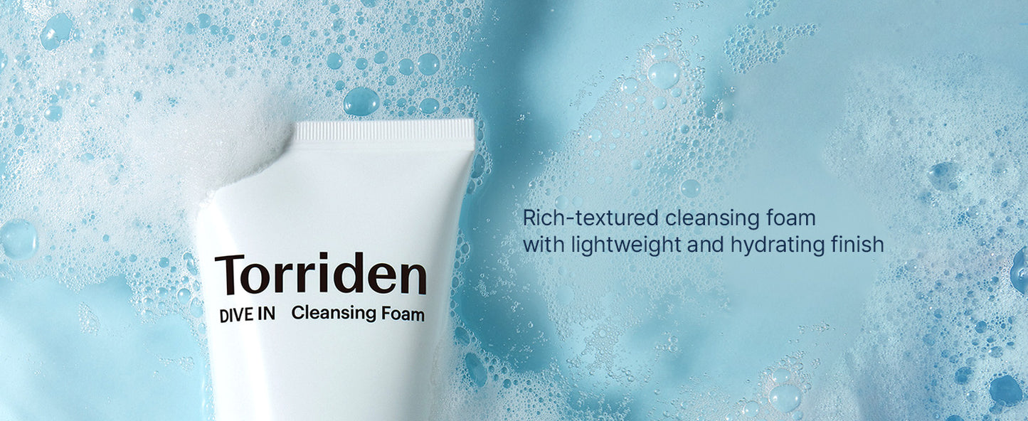 Torriden Espuma de Limpeza Facial DIVE IN 150ml (5,07 fl.oz.) | Limpador Facial Hidratante Diário para Todos os Tipos de Pele e Pele Sensível | Ácido Hialurônico, Pantenol, Alantoína