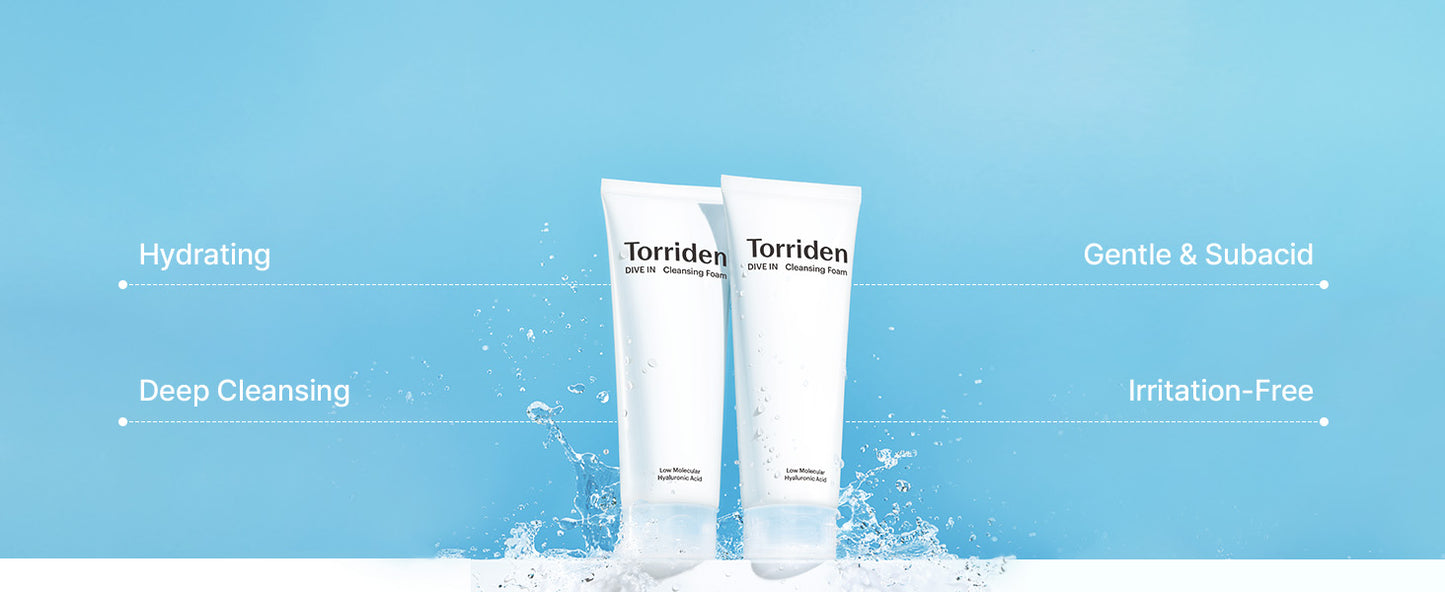 Torriden Espuma de Limpeza Facial DIVE IN 150ml (5,07 fl.oz.) | Limpador Facial Hidratante Diário para Todos os Tipos de Pele e Pele Sensível | Ácido Hialurônico, Pantenol, Alantoína