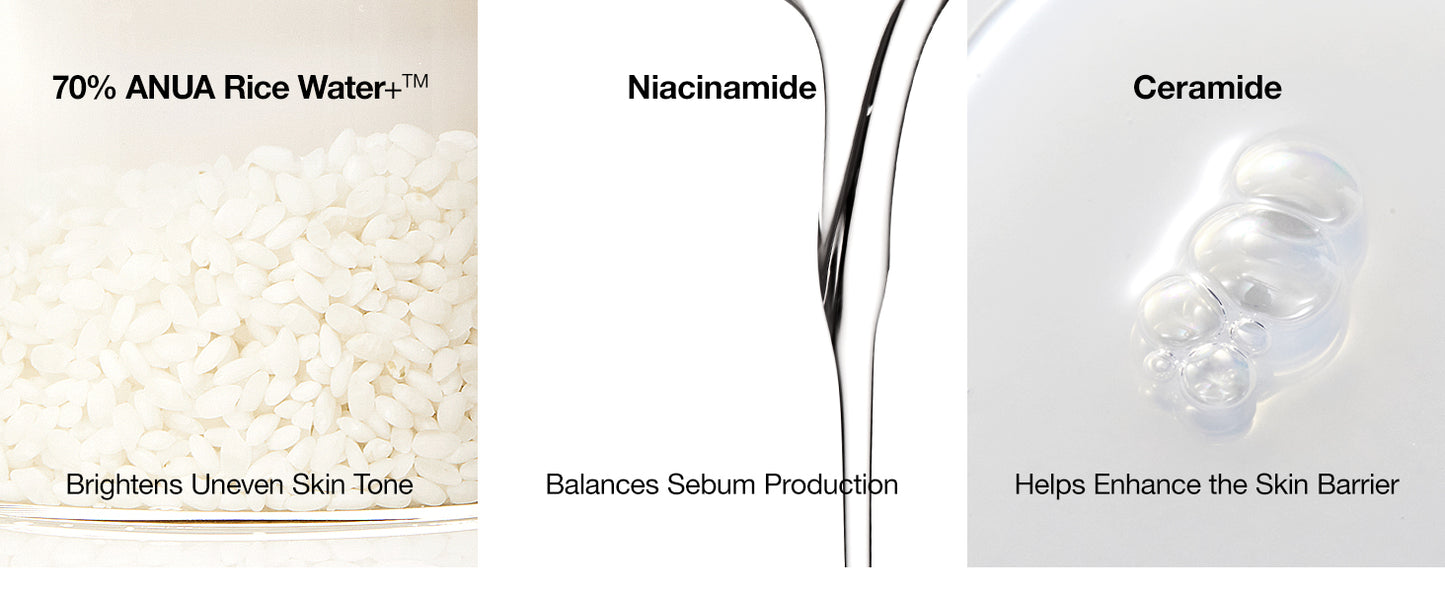  ANUA Rice 70 Glow Milky Toner, para Pele de Vidro, Água de Arroz, Niacinamida, Ceramidas, Pantenol, Sem Fragrância, Não Comedogênico, Seguro para Acne Fúngica, Cuidados com a Pele Coreana, 250ml/8.45fl.oz.