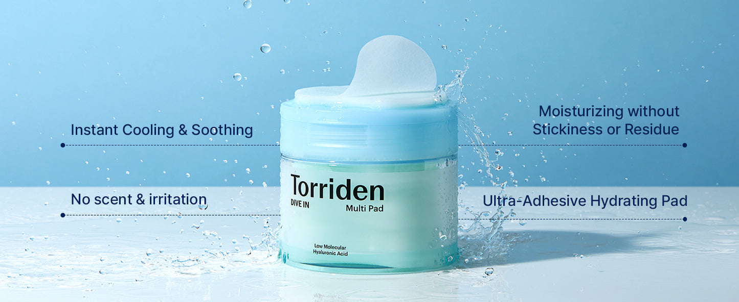Torriden DIVE IN Multi Pad (80 pads) | Discos Faciais Infundidos com Sérum para Resfriar, Acalmar e Hidratar Máscaras Pontuais | Ácido Hialurônico, Pantenol, Alantoína