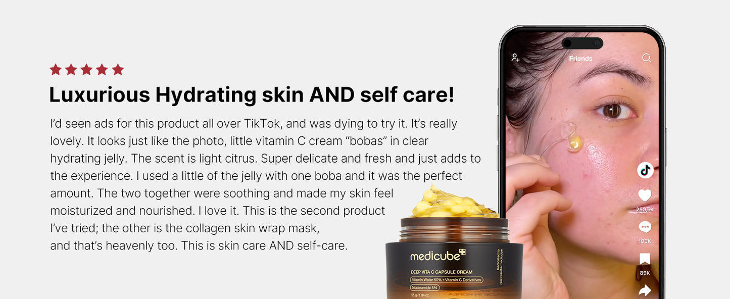 medicube Hidratante Facial em Cápsulas Douradas com Vitamina C - Cápsulas de Lipossomas para Rugas, Luminosidade da Pele - Gel Transparente para Hidratação Radiante - Cuidados com a Pele Coreana 1,94 oz