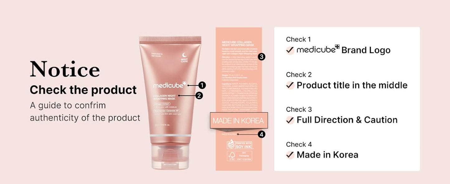 medicube Máscara Facial Noturna de Colágeno Peel Off - Cuidado com Elasticidade e Hidratação, Reduz Flacidez e Opacidade - Colágeno Hidrolisado para Pele Radiante - Cuidados com a Pele Coreana, 75 ml