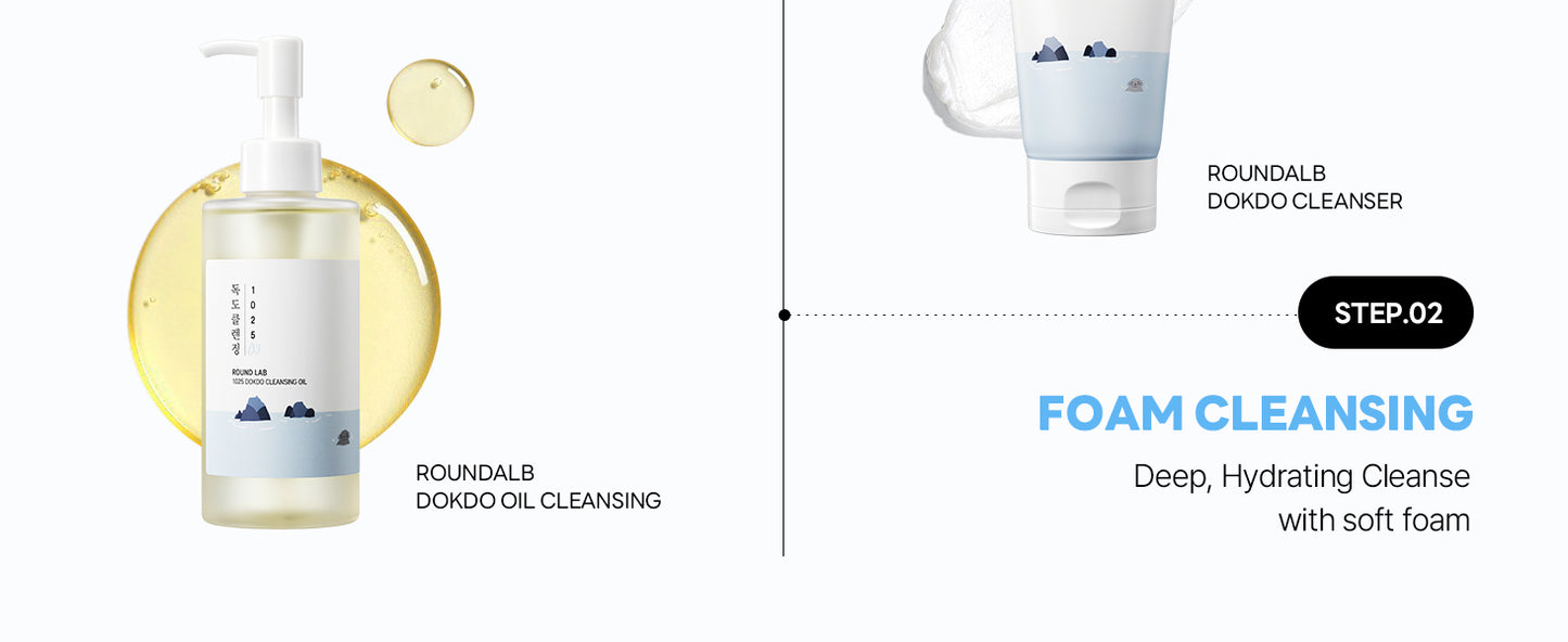 ROUND LAB 1025 Dokdo Cleanser 5,07 Fl Oz, Limpador Facial de Baixo pH para Pele Sensível, Ricas Espumas Suaves para Limpeza Profunda e Remoção de Maquiagem, Lavagem Facial Hidratante com Água do Mar Profunda, Cuidados com a Pele Coreana