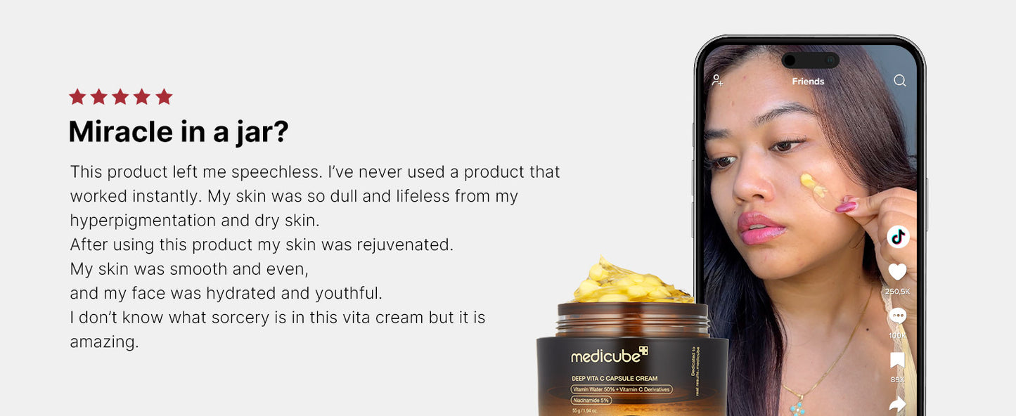 medicube Hidratante Facial em Cápsulas Douradas com Vitamina C - Cápsulas de Lipossomas para Rugas, Luminosidade da Pele - Gel Transparente para Hidratação Radiante - Cuidados com a Pele Coreana 1,94 oz