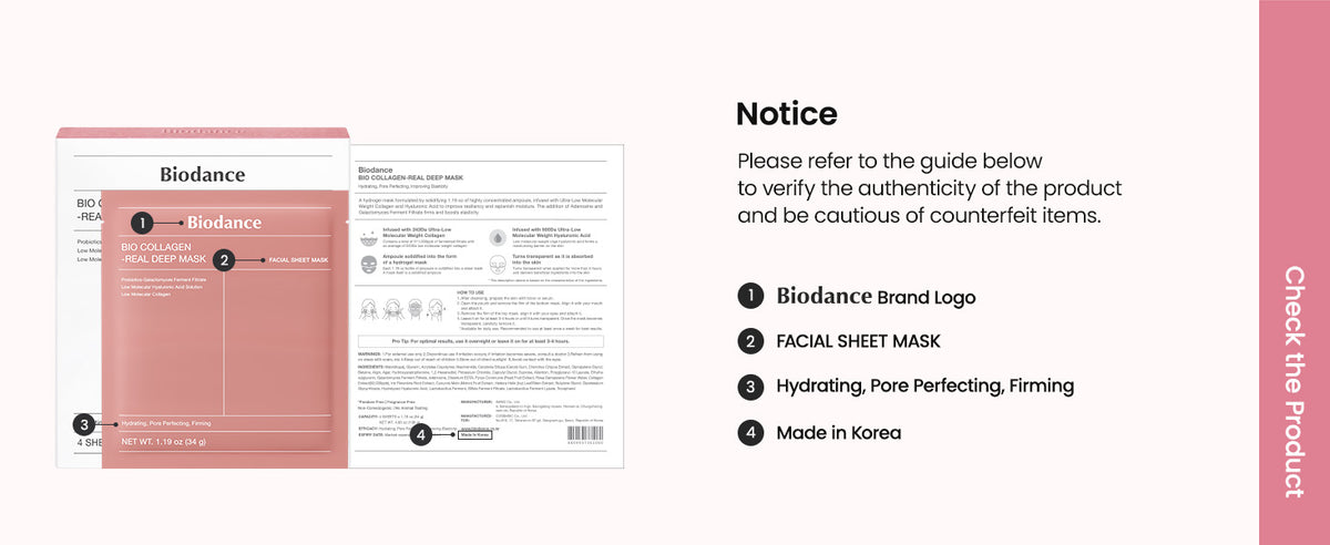 BIODANCE Mascarilla Bio-Collagen Real Deep, Mascarilla Hidratante Nocturna de Hidrogel, Minimiza Poros, Mejora Elasticidad, 34g x4ea
