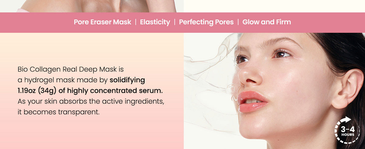 BIODANCE Mascarilla Bio-Collagen Real Deep, Mascarilla Hidratante Nocturna de Hidrogel, Minimiza Poros, Mejora Elasticidad, 34g x4ea