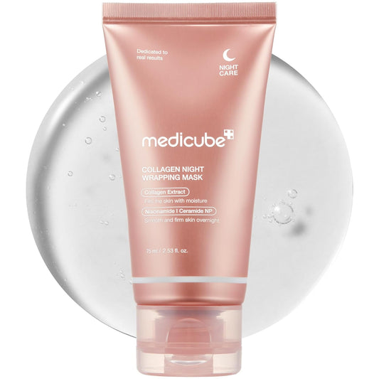 medicube Máscara Facial Noturna de Colágeno Peel Off - Cuidado com Elasticidade e Hidratação, Reduz Flacidez e Opacidade - Colágeno Hidrolisado para Pele Radiante - Cuidados com a Pele Coreana, 75 ml