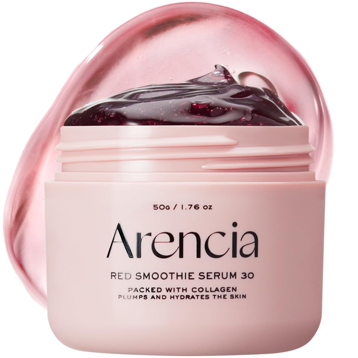 Arencia Máscara Facial Sérum Noturna de Smoothie Vermelho, Iluminadora e Calmante com 30% de colágeno vermelho, Niacinamida, Peptídeo, Vitamina E