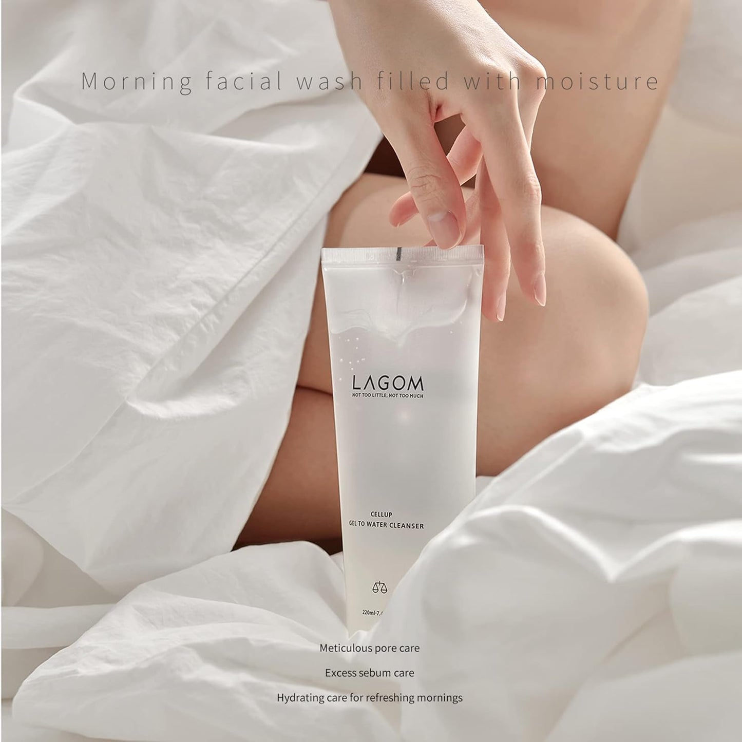 LAGOM Cellup Gel To Water Cleanser | Textura em Gel, Limpador Matinal, Lavagem Facial Diária, Fórmula Transparente Sem Espuma, Limpeza Facial Hidratante 220 ml