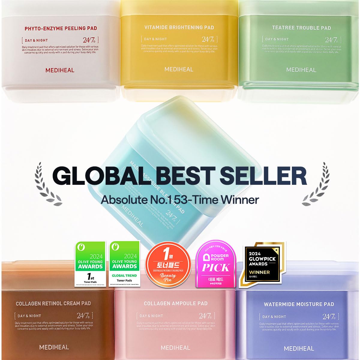 Mediheal Discos de Toner com Madecassoside - com Centella Asiatica para Tratar Manchas e Melhorar o Tom Desigual da Pele - Tecido de Gaze Vegano