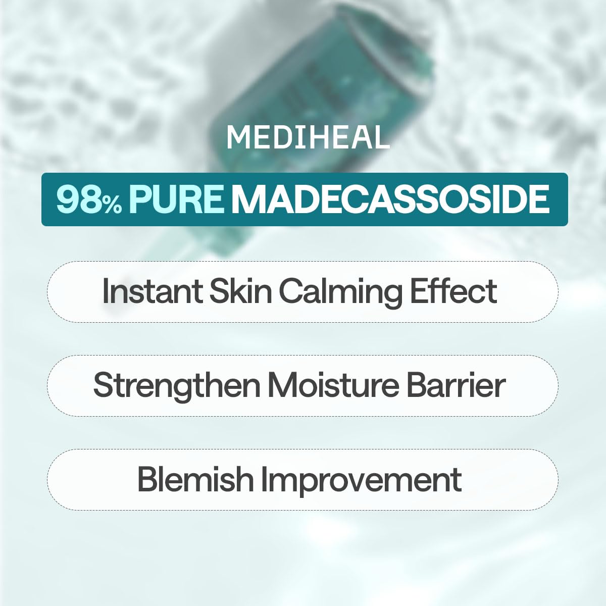 Mediheal Máscara Facial de Tecido Essencial Madecassoside Reparação de Manchas 10 unid. 98% de Pureza Madecassoside e Ácido Hialurônico Incluídos. Melhora a Barreira de Umidade e Cuida da Textura da Pele. Fórmula Vegana Máscara de Tecido