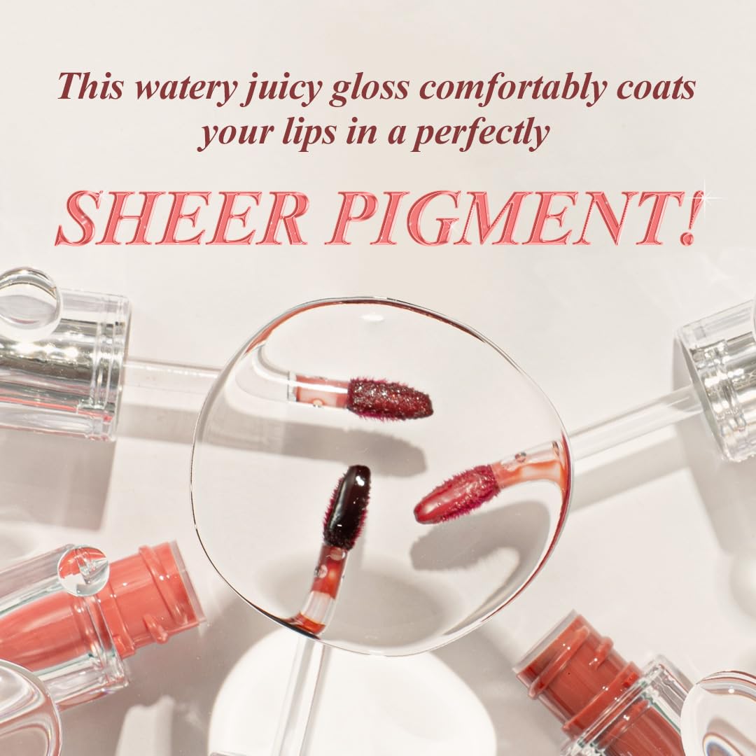 TIRTIR Waterism Brilho Labial Colorido, 4 ml, Brilho Labial Pronto para Beijar, 12H de Longa Duração, Não Pegajoso, Brilho Natural Colorido Coreano Multiuso para Bochechas e Lábios, Presente para Mulheres