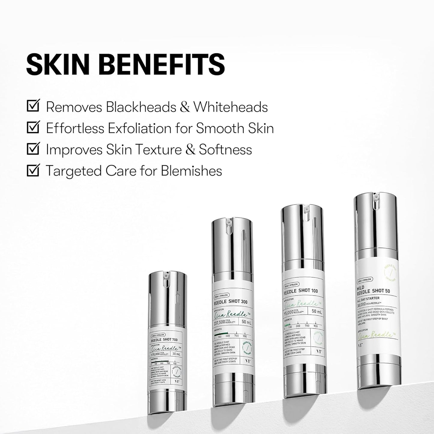 VT COSMETICS CICA Reedle Shot 100, Sérum de Microagulhamento com Espículas para Cuidado dos Poros e Esfoliação, Exossoma, Centella Asiatica para Pele Vidro, Textura da Pele, Potencializador Líquido Coreano para a Pele (1,69 Fl Oz / 50ml)