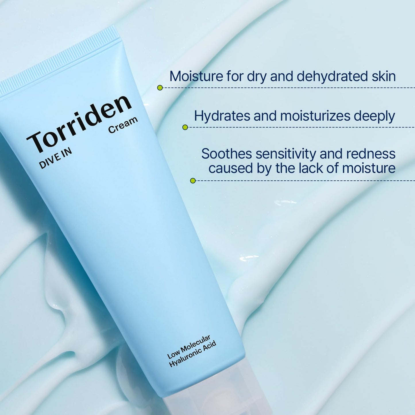 Torriden Creme DIVE IN 80ml (2,71 fl. oz.) | Hidratante Facial para Pele Sensível e Oleosa | Textura Leve e Cremosa | Creme com Ácido Hialurônico e Alantoína