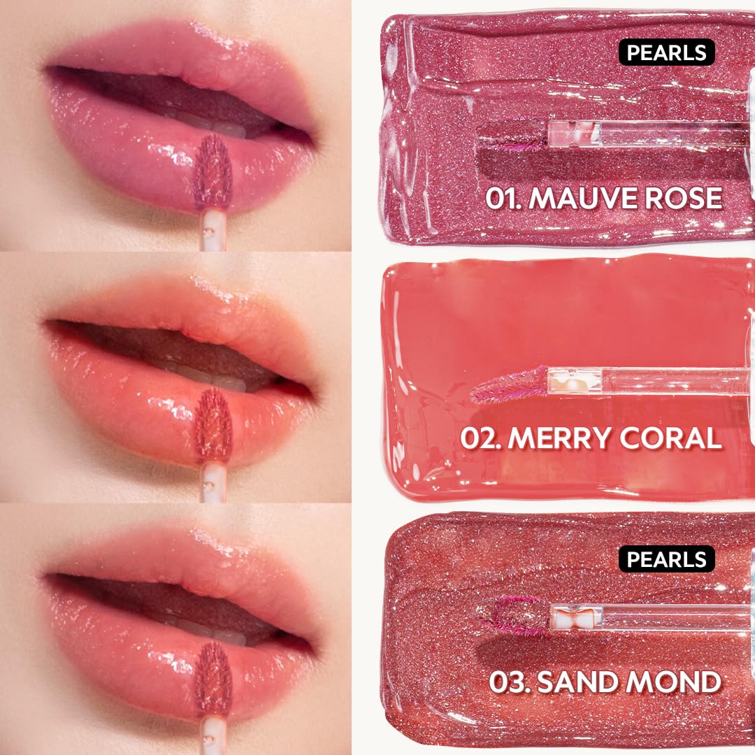 TIRTIR Waterism Brilho Labial Colorido, 4 ml, Brilho Labial Pronto para Beijar, 12H de Longa Duração, Não Pegajoso, Brilho Natural Colorido Coreano Multiuso para Bochechas e Lábios, Presente para Mulheres