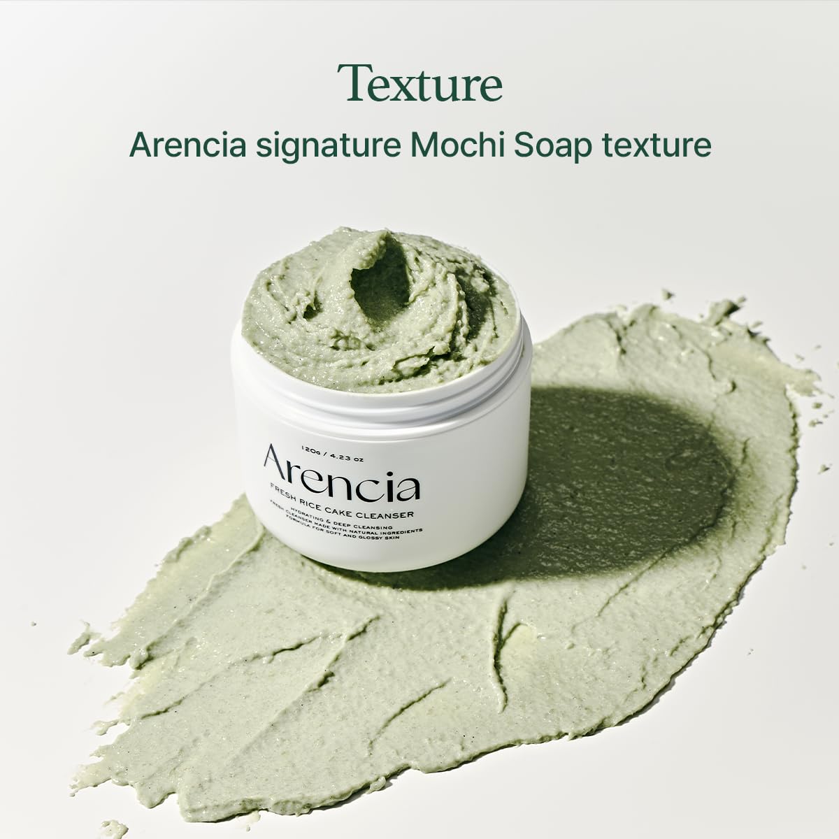 Arencia Limpeza Facial Coreana de Mochi de Arroz - Máscara Facial, Limpador Espumante, Esfoliante Suave Tudo em Um - Limpeza Profunda, Hidratação, Minimização de Poros, Remoção de Cravos - com Água de Arroz & Chá Verde, Artemísia